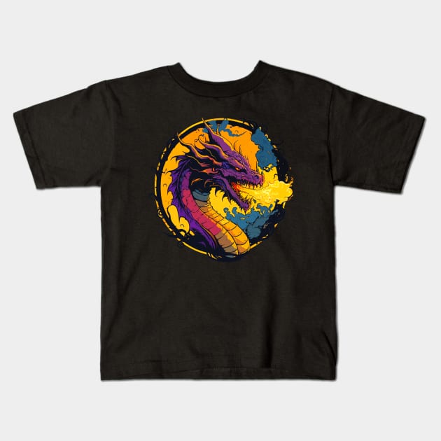 Full of Hot Air -  Fire Breathing Dragon VS Dragon Slayer | Dungeons & Dragons Tabletop High Fantasy Artwork Kids T-Shirt by SunnyFriends